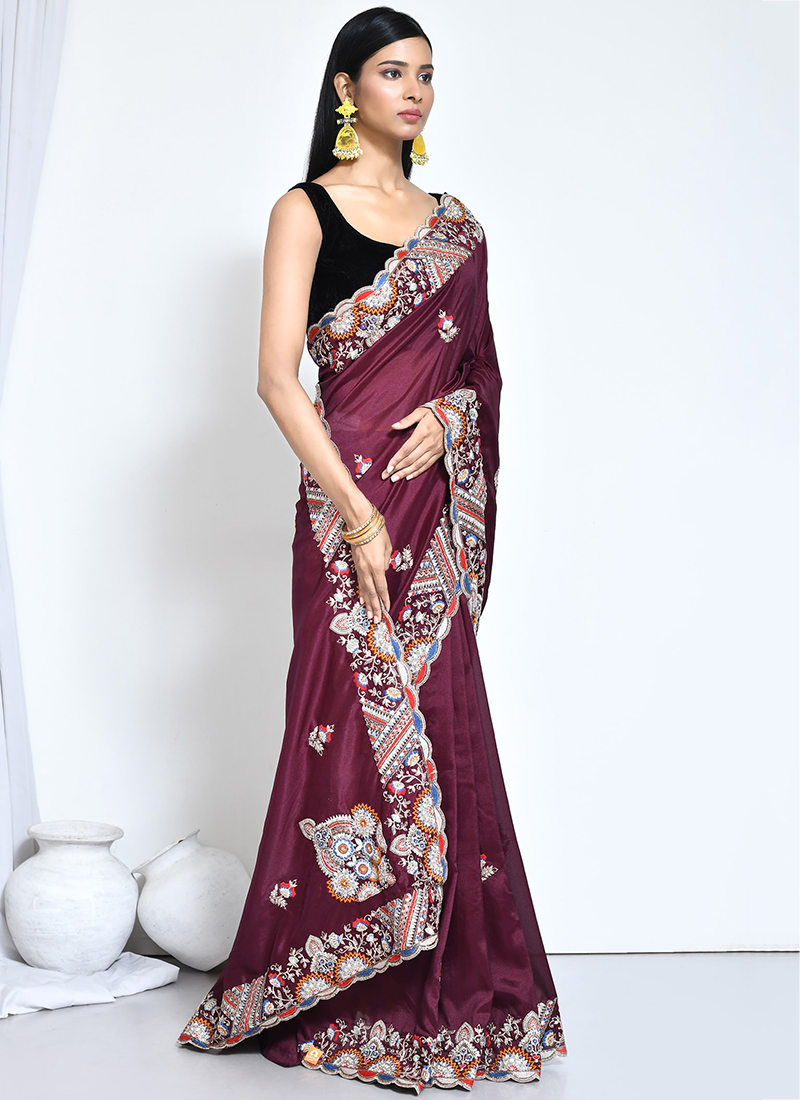 Purple Woven Crepe Silk Saree main image 0